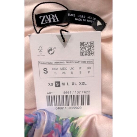 NWT Zara Floral Print Corset V-Neck Halter Neck Tie Crop Top in Pale Pink - Picture 13 of 16